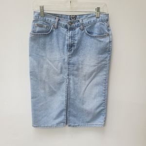 XOXO Denim Skirt Front Split Light Wash Size 3/4